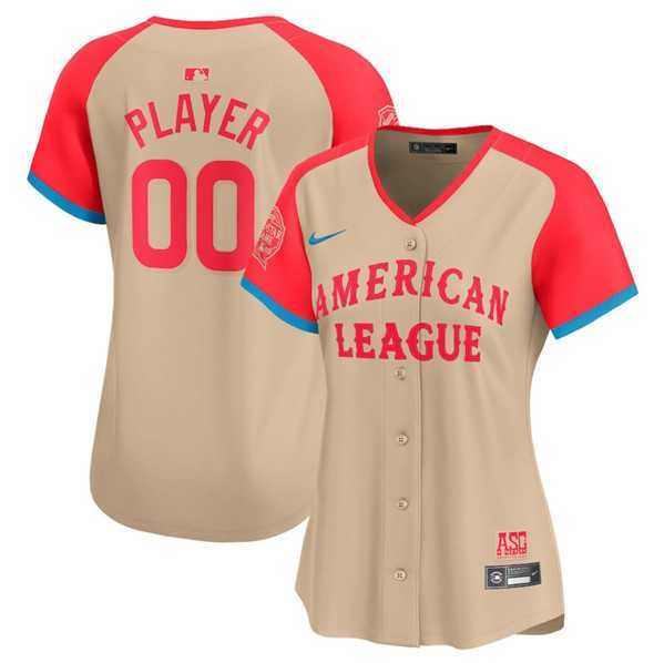 Womens American League Active Player Custom Cream 2024 All-Star Limited Stitched Baseball Jersey(Run Small)